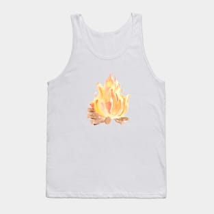 Watercolor Burning Campfire Tank Top